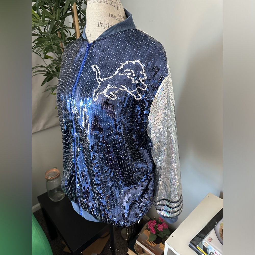 Detroit lions jacket women large new sequin jacket - Picture 3 of 6